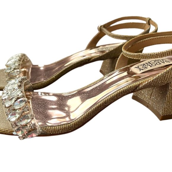 Badgley Mischka Harlow Ankle Strap Block Heel (Platino Gold) - Picture 6 of 9